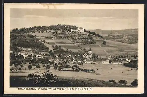 AK Reichelsheim im Odenwald, Ortsansicht mit Schloss Reichenberg