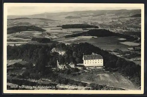 AK Reichelsheim im Odenwald, Schloss Reichenberg vom Flugzeug aus