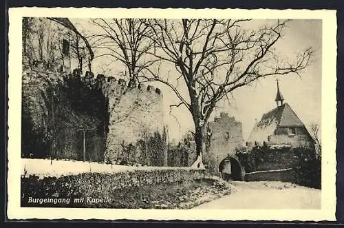 AK Reichelsheim /Odw., Eingang und Kapelle des Kurheims Schloss Reichenberg, Winteransicht