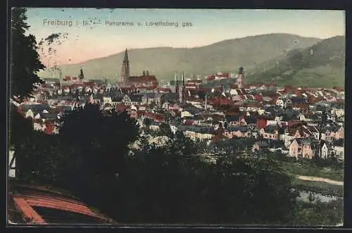 AK Freiburg i. Br., Panorama vom Lorettoberg gesehen