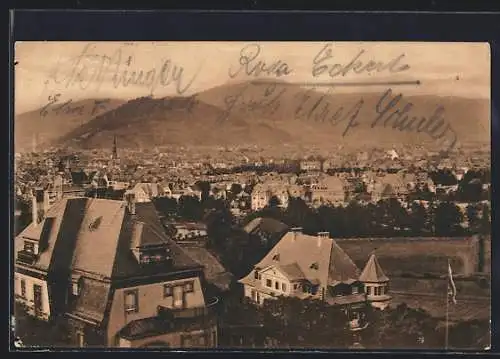 AK Freiburg i. Br., Blick vom Lorettoberg auf den Ort