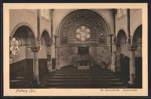 AK Freiburg / Breisgau, Innenansicht d. Ev. Pauluskirche