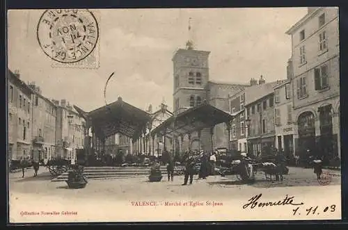 AK Valence, Marché et Église St-Jean