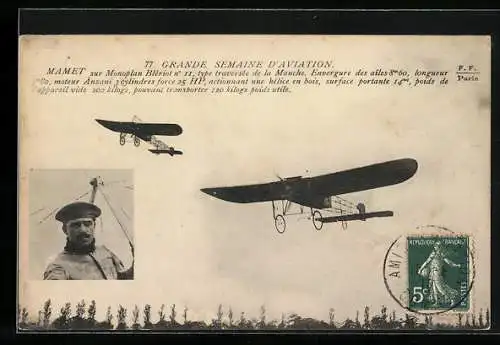 AK Grande Semaine d`Aviation, Mamet sur Monoplane Blériot 11, Eindecker-Flugzeug