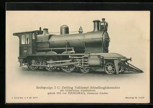 AK Nassdampf-Schnellzuglokomotive der Chilenischen Staatsbahnen Nr. 555