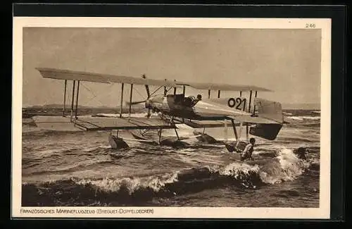 AK Französisches Marine-Wasserflugzeug (Breguet-Doppeldecker)