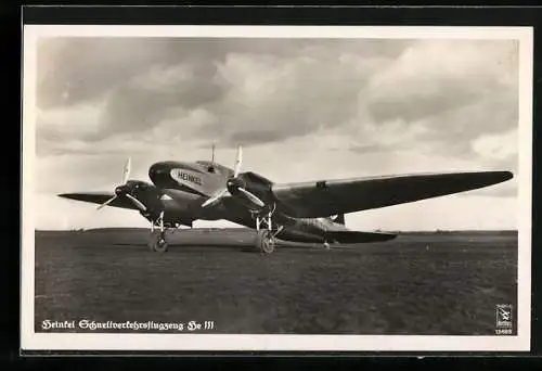 AK Heinkel Schnellverkehrsflugzeug He 111 kurz vor dem Start