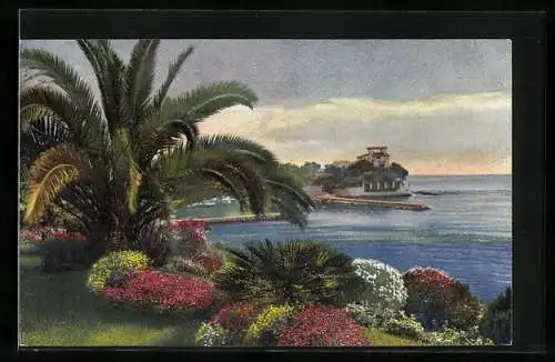 Künstler-AK Photochromie Nr. 4878: Villa und Parkanlagen am Meer