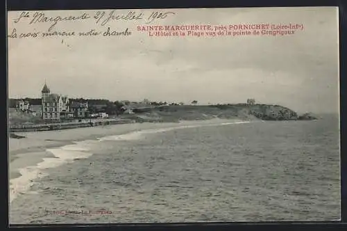 AK Sainte-Marguerite, près Pornichet, L`Hôtel et la Plage vus de la pointe de Congrigoux