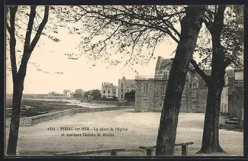 AK Piriac-sur-Mer, La place de l`Église et quelques Chalets de Grains