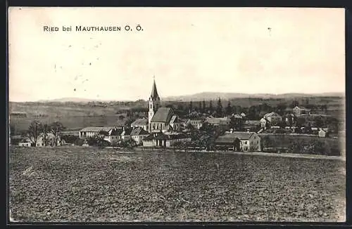 AK Ried in der Riedmark, Teilansicht mit Kirche