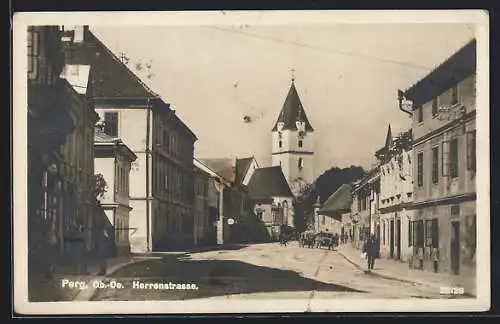 AK Perg, Herrenstrasse mit Blick zur Kirche