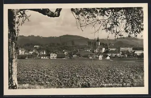 AK Prambachkirchen /O. D., Ortspartie mit Kirche