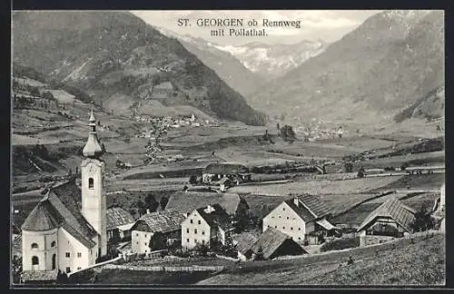 AK St. Georgen ob Rennweg, Teilansicht mit Kirche und Pöllathal