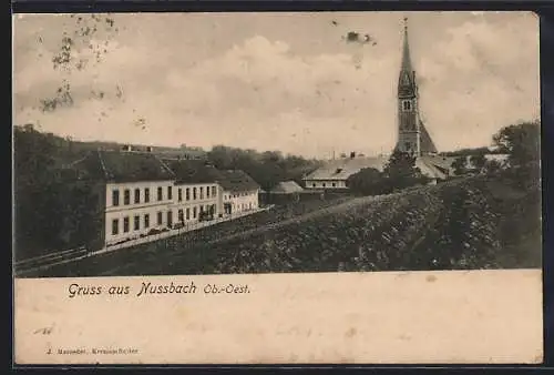 AK Nussbach /Ob.-Oest., Ortspartie mit Kirche