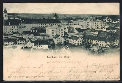 AK Lambach /O.-Oe., Blick auf Ort aus der Vogelschau