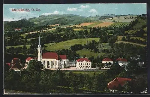 AK St. Ulrich bei Steyr, Kleinraming, Ortspartie mit Kirche