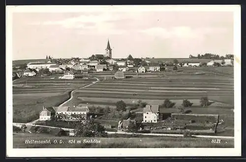 AK Hellmonsödt /O. D., Panorama mit Kirche