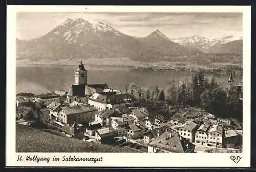 AK St. Wolfgang im Salzkammergut, Blick über Dächer und See