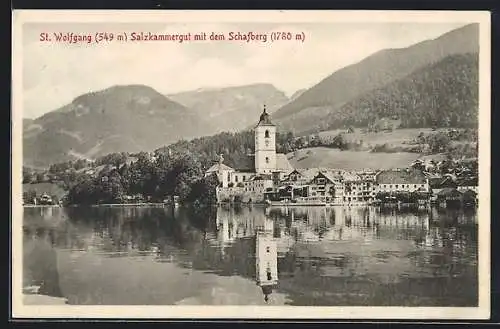 AK St. Wolfgang, Gesamansicht mit Schafberg