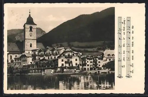 AK St. Wolfgang, Hotel und Pension Weisses Rössl an der Kirche