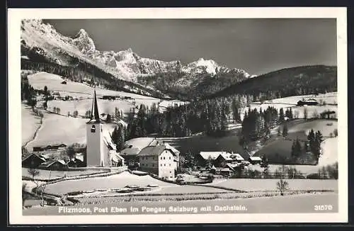 AK Filzmoos /Eben, Ortsansicht mit Dachstein im Winter