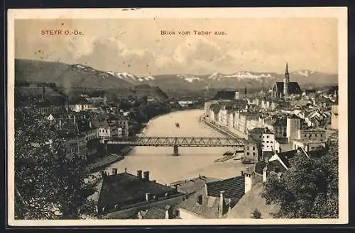 AK Steyr /O.-Oe., Blick vom Tabor auf den Ort