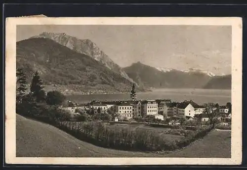 AK Gmunden, Salzkammergut, Teilansicht vom Kalvarienberg aus