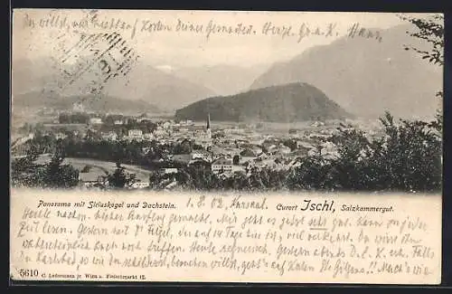 AK Ischl, Salzkammergut, Panorama mit Siriuskogel und Dachstein