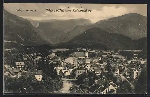 AK Bad Ischl, Salzkammergut, Teilansicht vom Kalvarienberg aus