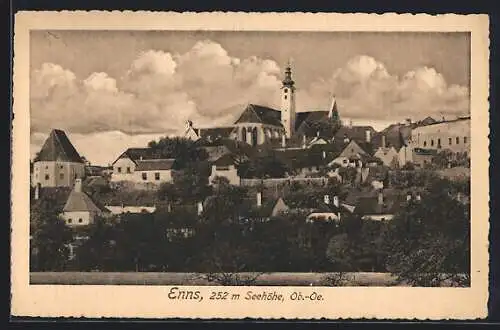 AK Enns /Ob.-Oe., Teilansicht mit Kirche