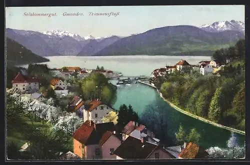 AK Gmunden / Salzkammergut, Traunausfluss