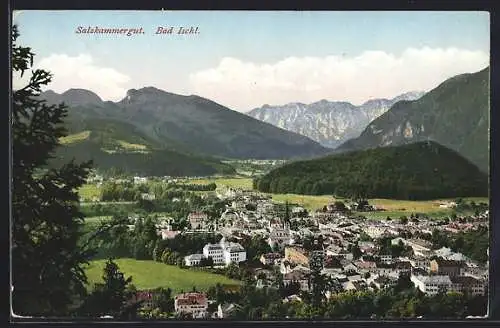 AK Bad Ischl, Salzkammergut, Teilansicht mit Bergen