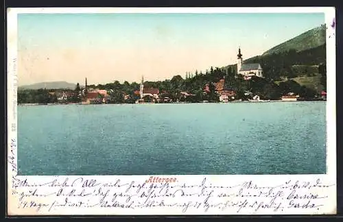 AK Attersee, Ortspartie mit Kirche