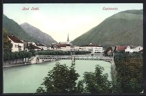 AK Bad Ischl, Panorama mit Esplanade