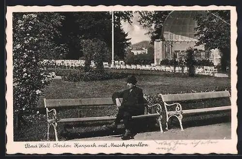 AK Bad Hall /Oberdon., Kurpark mit Musikpavillon