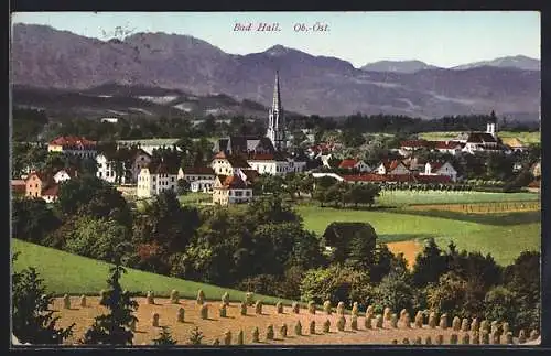 AK Bad Hall, Ortsansicht mit Blick auf das Hochgebirge