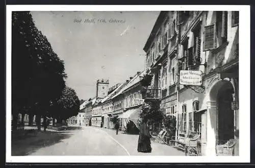 AK Bad Hall /Ob.-Österr., Strassenpartie mit Geschäftshaus Franz Mussnor