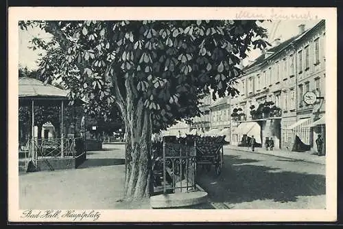 AK Bad Hall, Hauptplatz mit Geschäften