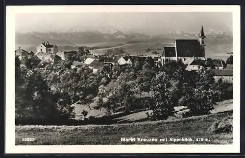 AK Bad Kreuzen, Ortsansicht mit Alpenblick