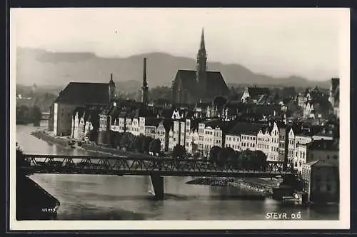 AK Steyr /O.Ö., Ortsansicht am Fluss