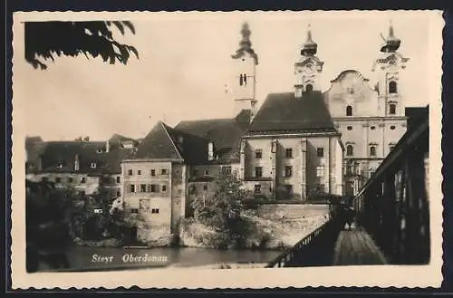 AK Steyr /Oberdonau, Blick über die Flusbrücke