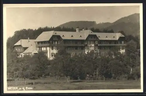 AK Weyer a. d. Enns, Hotel mit Obstbaumwiese