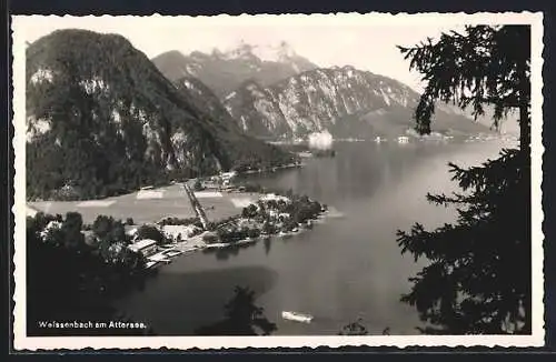 AK Weissenbach am Attersee, Ortsansicht aus der Vogelschau