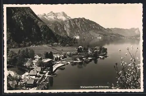 AK Weissenbach a. Attersee, Totalansicht aus der Vogelschau