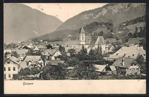 AK Goisern, Stadt gegen die Berge gesehen