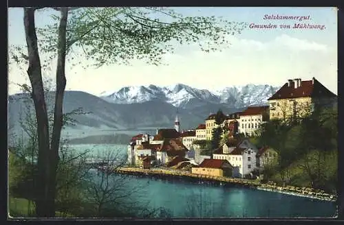 AK Gmunden, Ortsansicht vom Mühlwang