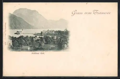 AK Gmunden, Schloss Ort auf dem Traunsee