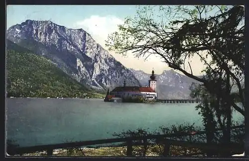 AK Gmunden /Salzkammergut, Blick aufs Schloss Ort