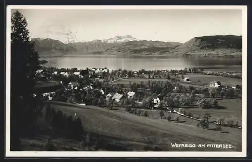 AK Weyregg am Attersee, Ortsansicht aus der Vogelschau